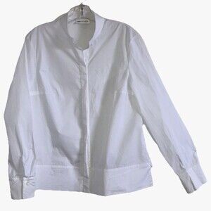 ST. EMILE GERMANY 12 96% Cotton Solid White Tunic Long Sleeve Blouse Stretch